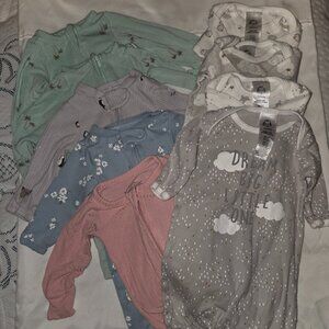 Set of 9 Premie Baby Pajamas